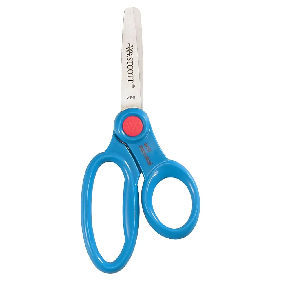Westcott® Kids Anti-Microbial Product Protection Scissors With Caddy, 5", Blunt, Multicolor, Pack Of 24
