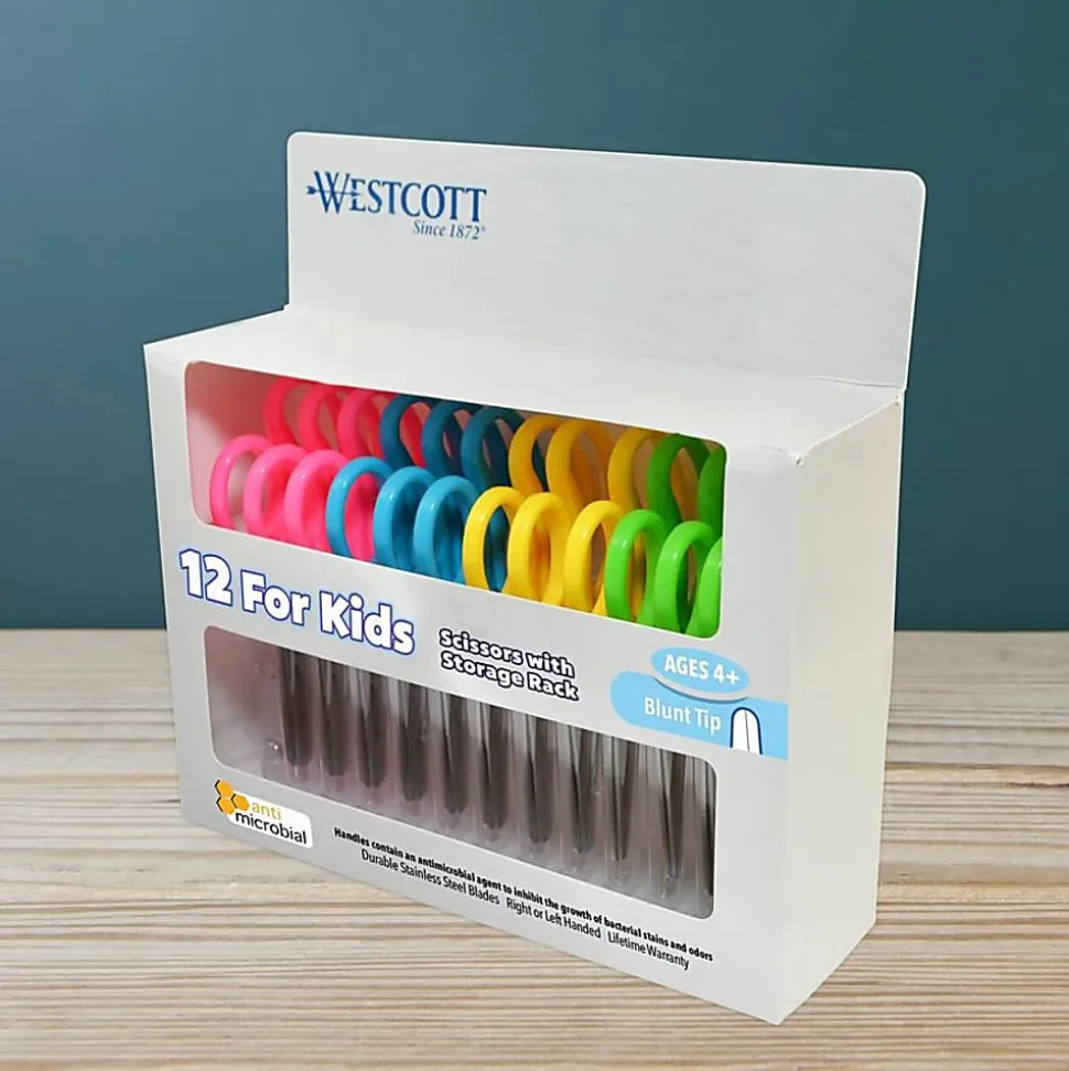 Westcott® Kids School Pack Scissors, 5", Blunt, Assorted Colors, Pack Of 12