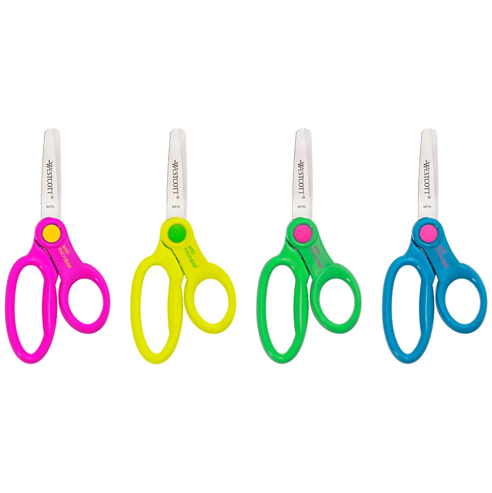 Westcott® Kids School Pack Scissors, 5", Blunt, Assorted Colors, Pack Of 12