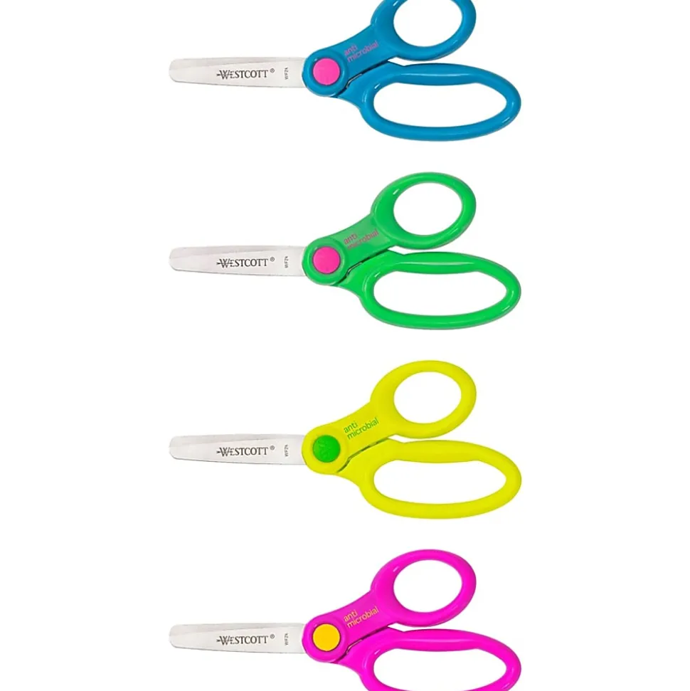 Westcott® Kids School Pack Scissors, 5", Blunt, Assorted Colors, Pack Of 12