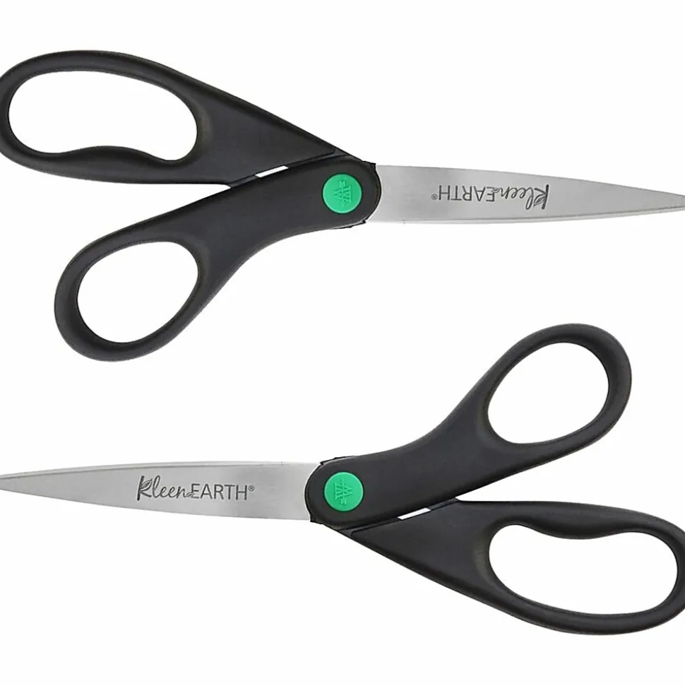 Westcott® KleenEarth All-Purpose Scissors, 8", Straight, Black, Pack Of 2