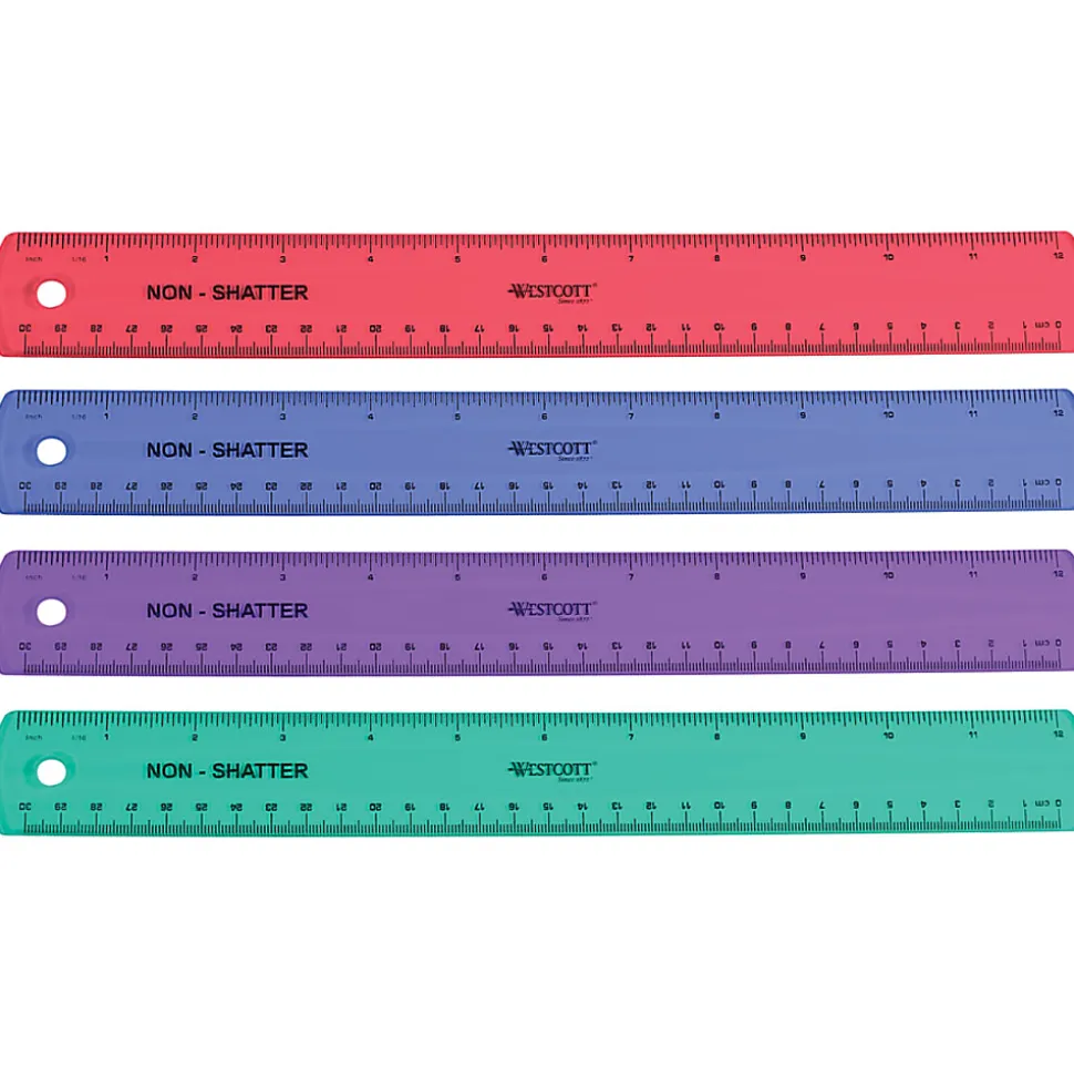Westcott® Shatterproof Ruler, 12", Assorted Colors