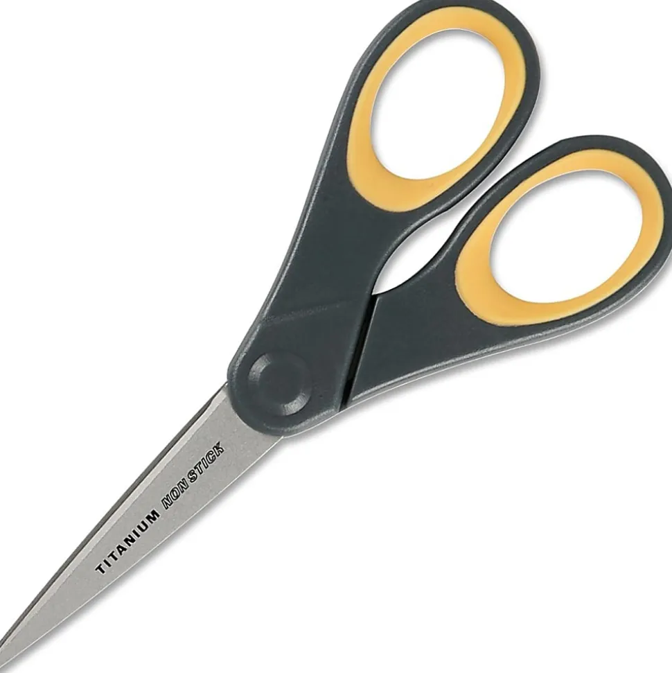 Westcott® Titanium-Bonded Non-Stick Scissors, 5", Pointed, Gray/Yellow