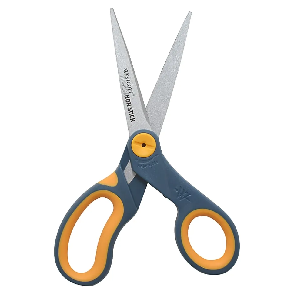 Westcott® Titanium Bonded Non-Stick Scissors, 8", Straight, Gray/Yellow