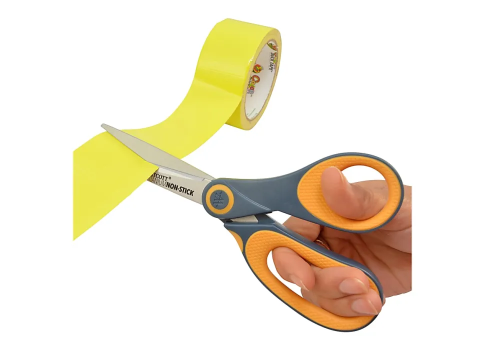 Westcott® Titanium Bonded Non-Stick Scissors, 8", Straight, Gray/Yellow