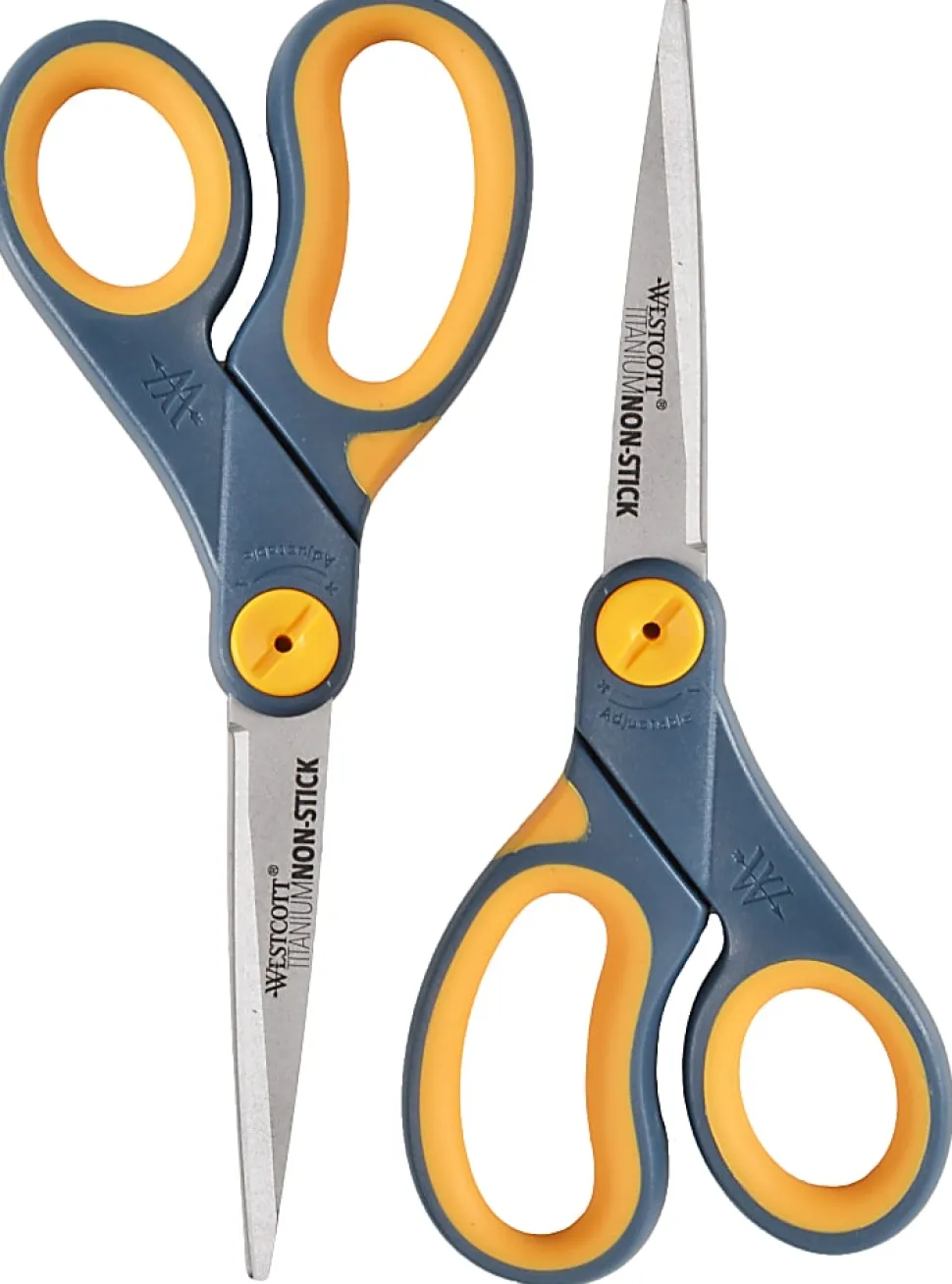 Westcott® Titanium Bonded Non-Stick Scissors, 8", Pointed, Gray/Yellow, Pack Of 2