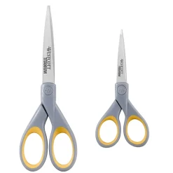 Westcott® Titanium Bonded Scissors, Pointed, Gray/Yellow, Pack Of 2