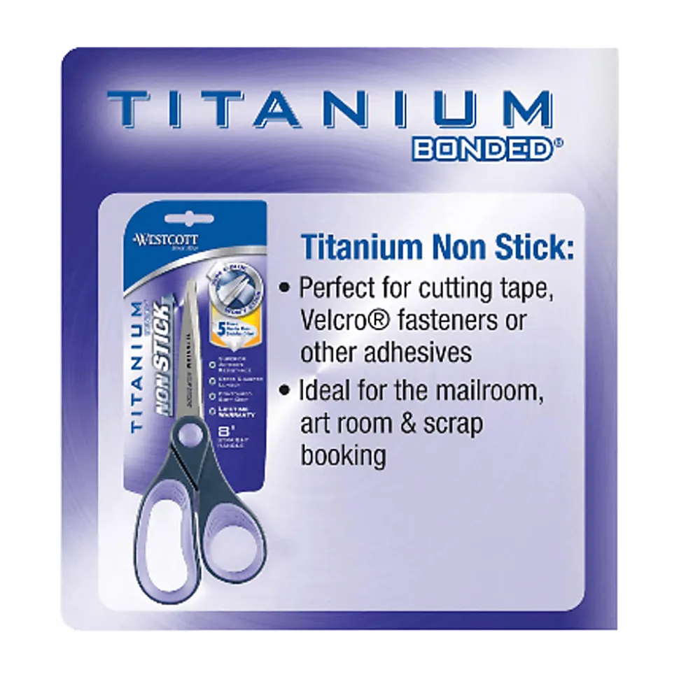 Westcott® Titanium-Bonded Scissors, 8", Pointed, Gray/Purple