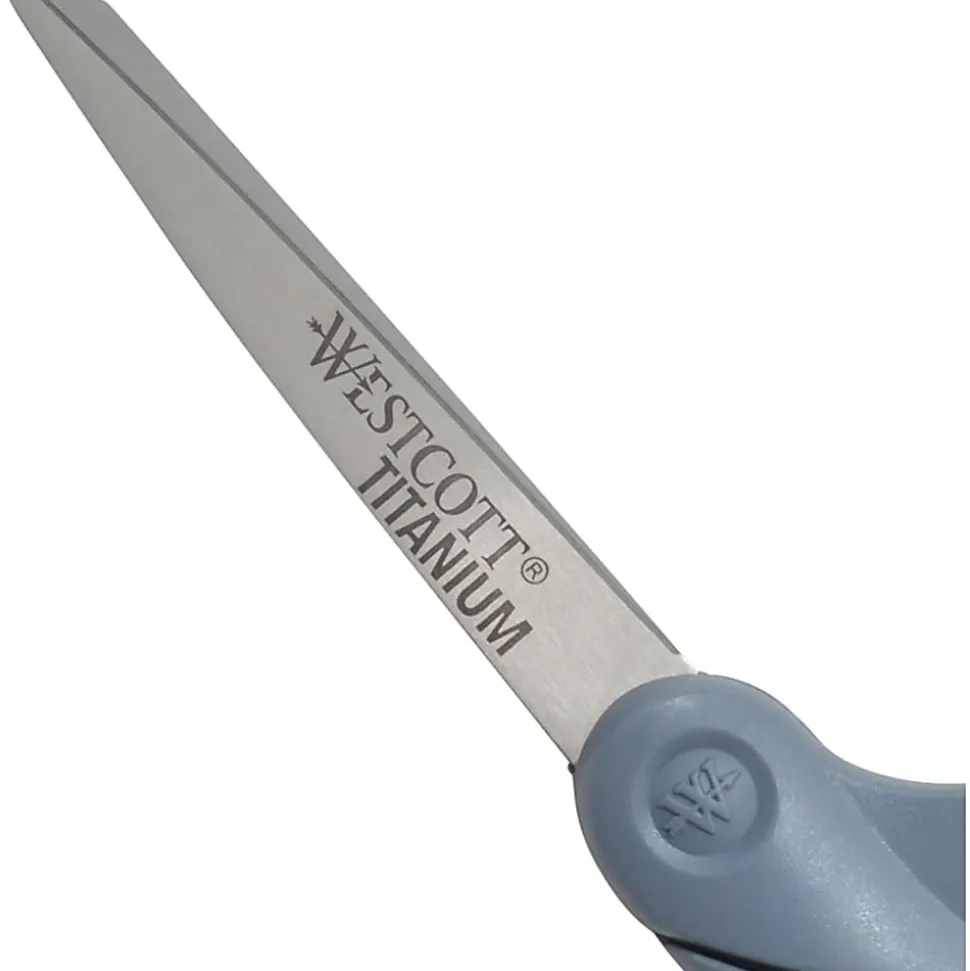 Westcott® Titanium Bonded Scissors, 8", Bent, Gray/Yellow