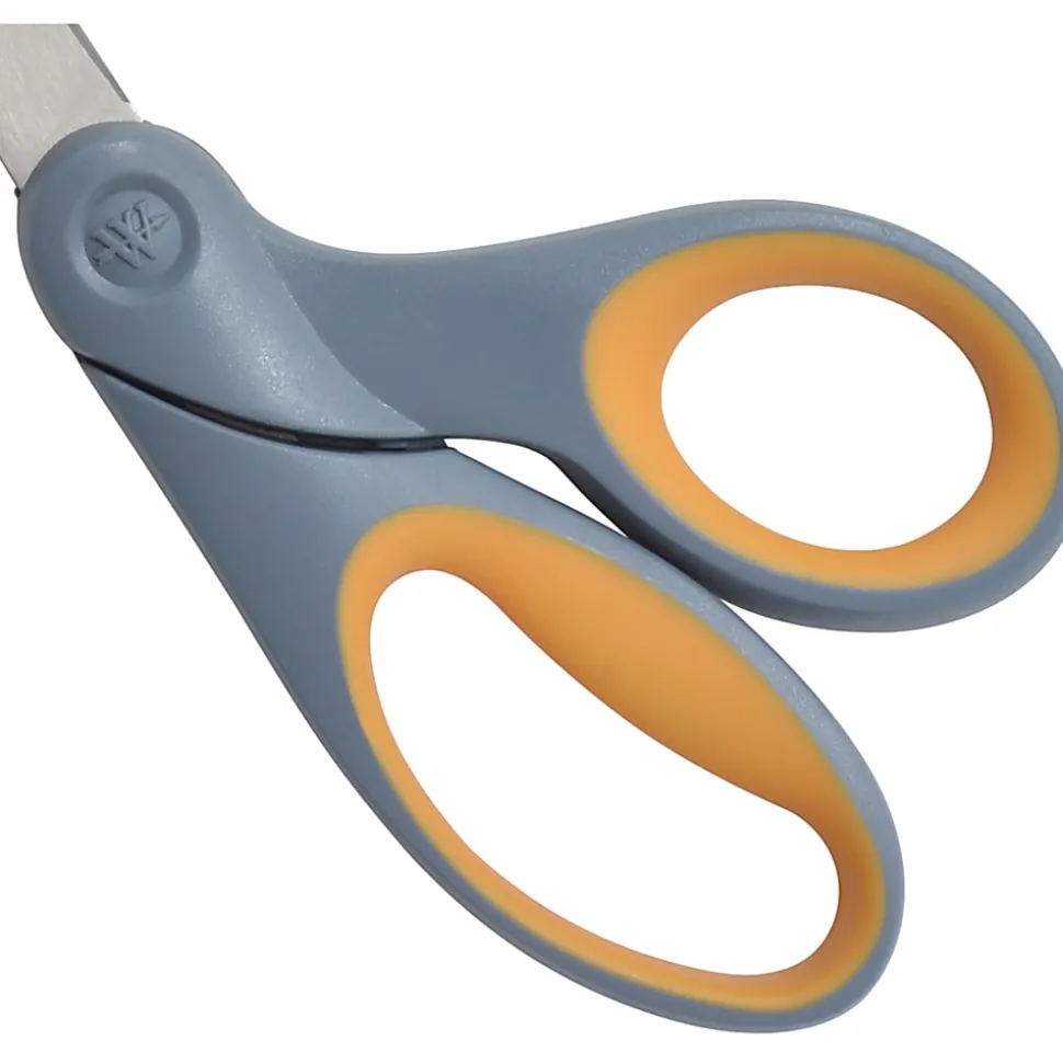 Westcott® Titanium Bonded Scissors, 8", Bent, Gray/Yellow