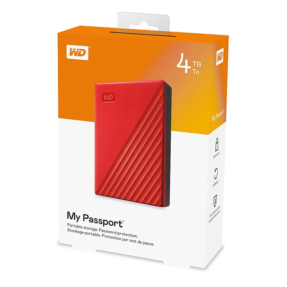 Western Digital My Passport™ Portable HDD, 4TB, Red