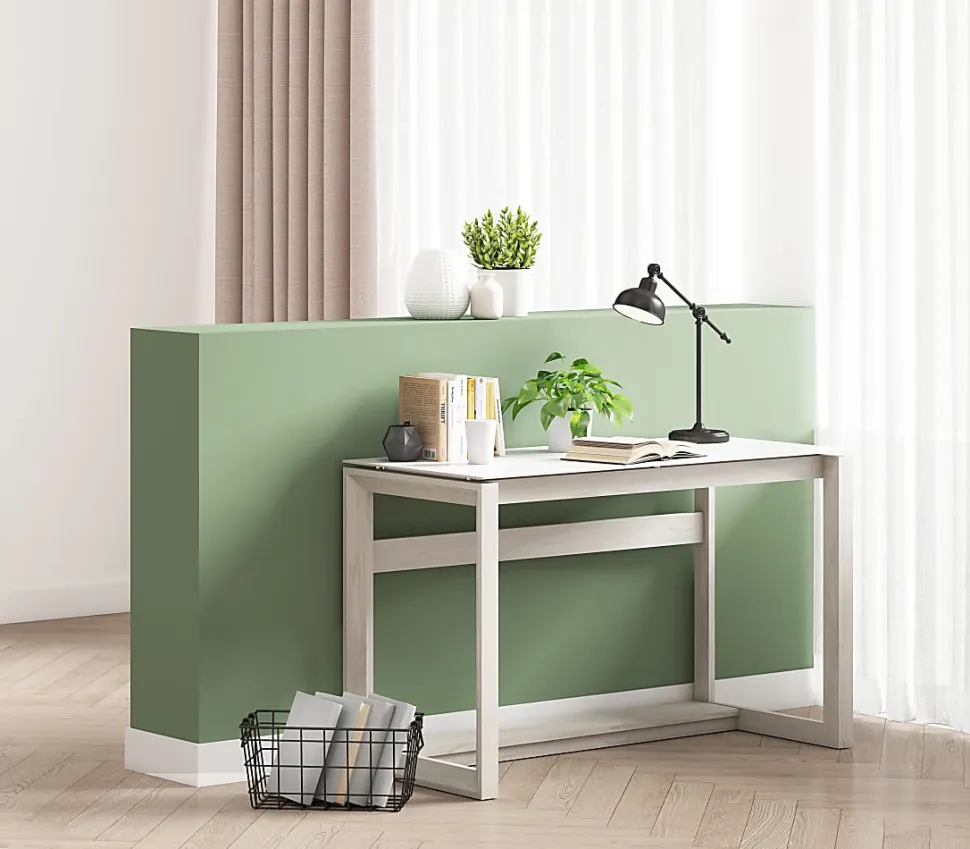 Whalen® Cecile 48”W Writing Desk, Snowdrift White/White Oak