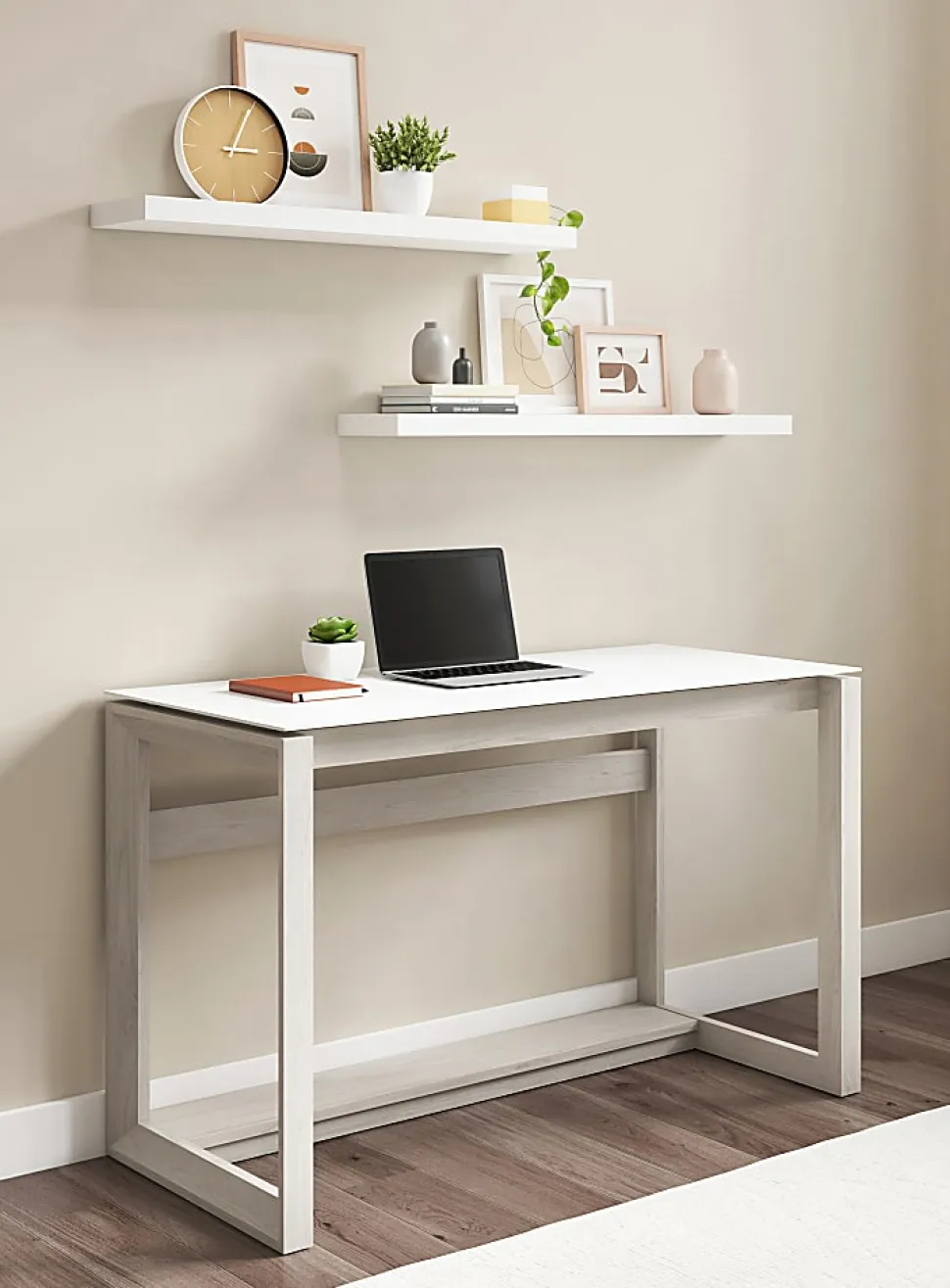 Whalen® Cecile 48”W Writing Desk, Snowdrift White/White Oak