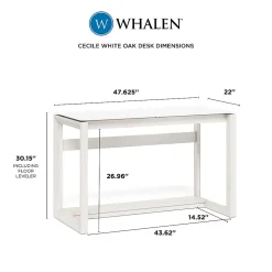 Whalen® Cecile 48”W Writing Desk, Snowdrift White/White Oak