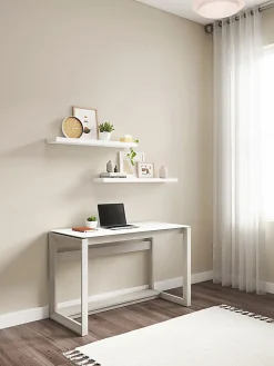 Whalen® Cecile 48”W Writing Desk, Snowdrift White/White Oak