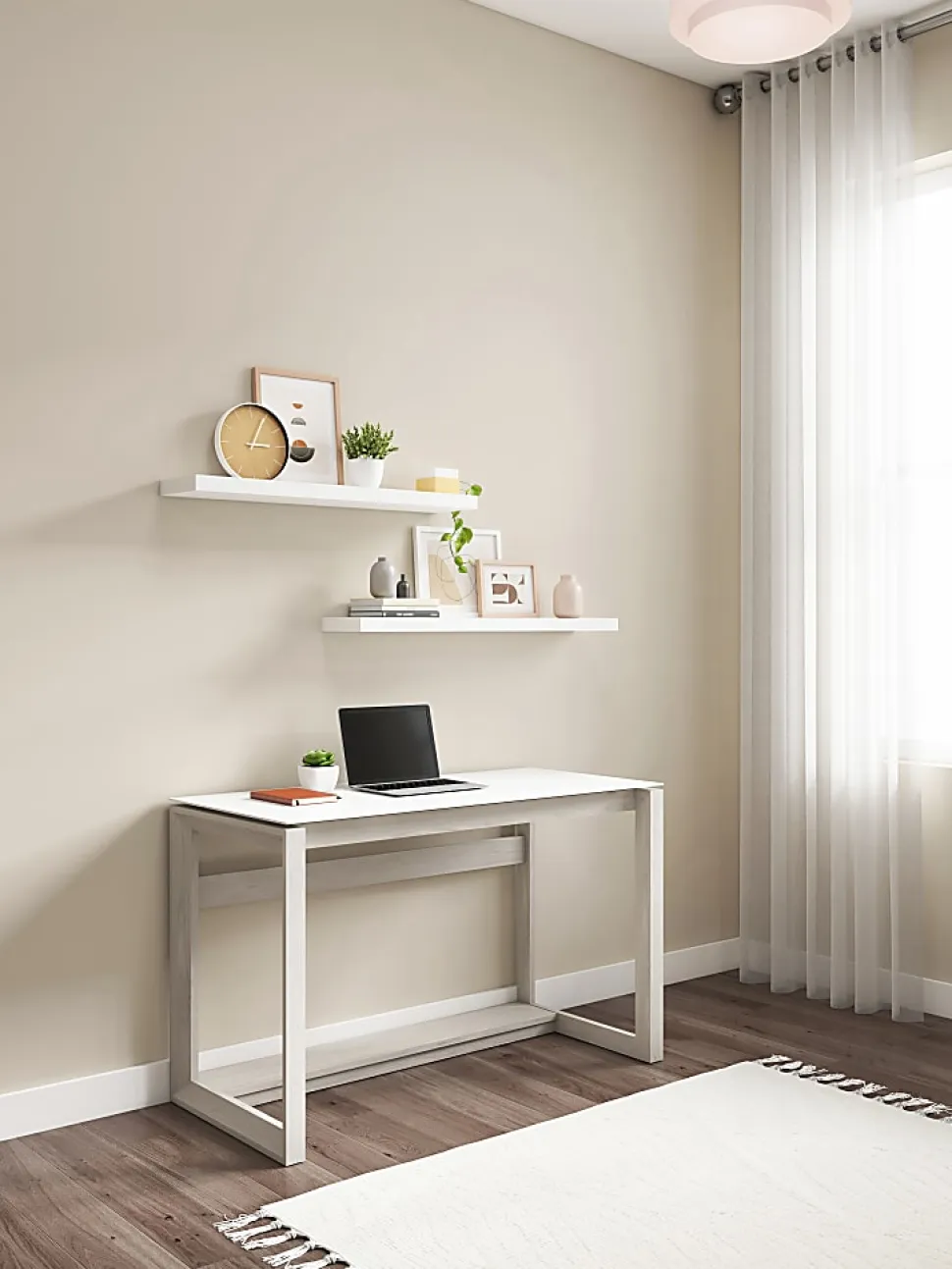Whalen® Cecile 48”W Writing Desk, Snowdrift White/White Oak