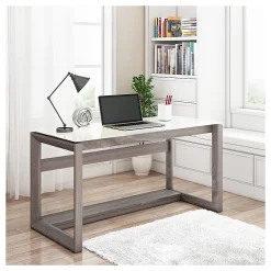 Whalen® Cecile 48”W Writing Desk, Snowdrift White/Fossil Greige Oak