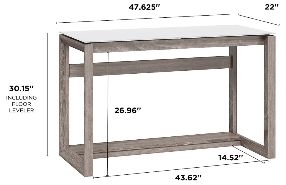 Whalen® Cecile 48”W Writing Desk, Snowdrift White/Fossil Greige Oak