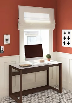 Whalen® Cecile 48”W Writing Desk, Snowdrift White/Walnut