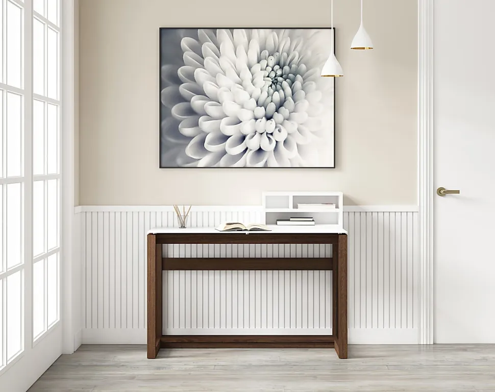 Whalen® Cecile 48”W Writing Desk, Snowdrift White/Walnut