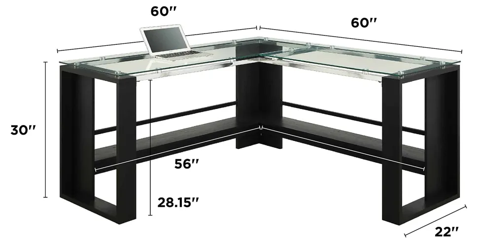 Whalen® Jasper 60"W L-Shape Corner Desk, Espresso