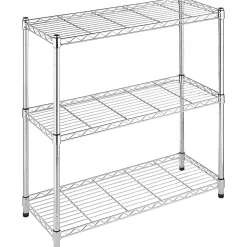 Whitmor Storage Rack, 3 Tier(s), 36"H x 36"W x 14"L%Floor, Heavy Duty, Adjustable Leveler, Durable, Chrome, Steel