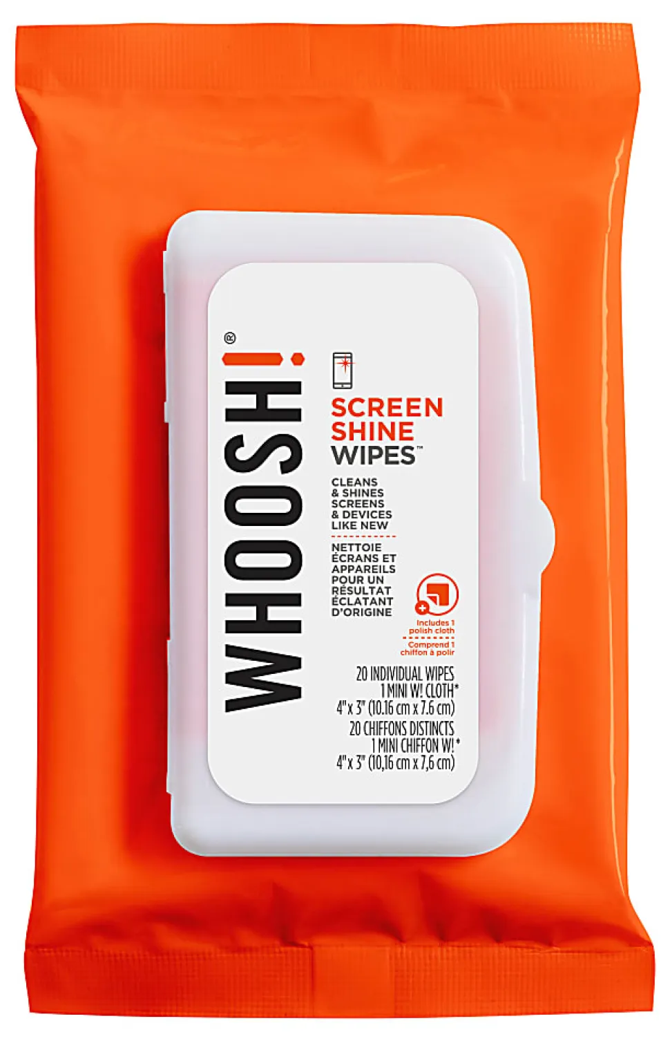 WHOOSH! Screen Shine Wipes, Pack Of 20 Wipes