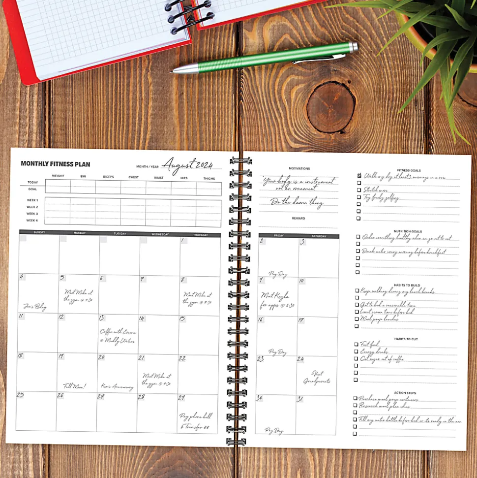 Willow Creek - Fitness planner - week/month to view - wire-bound - large - Letter A Size (8.5 in x 11 in) - 160 pages