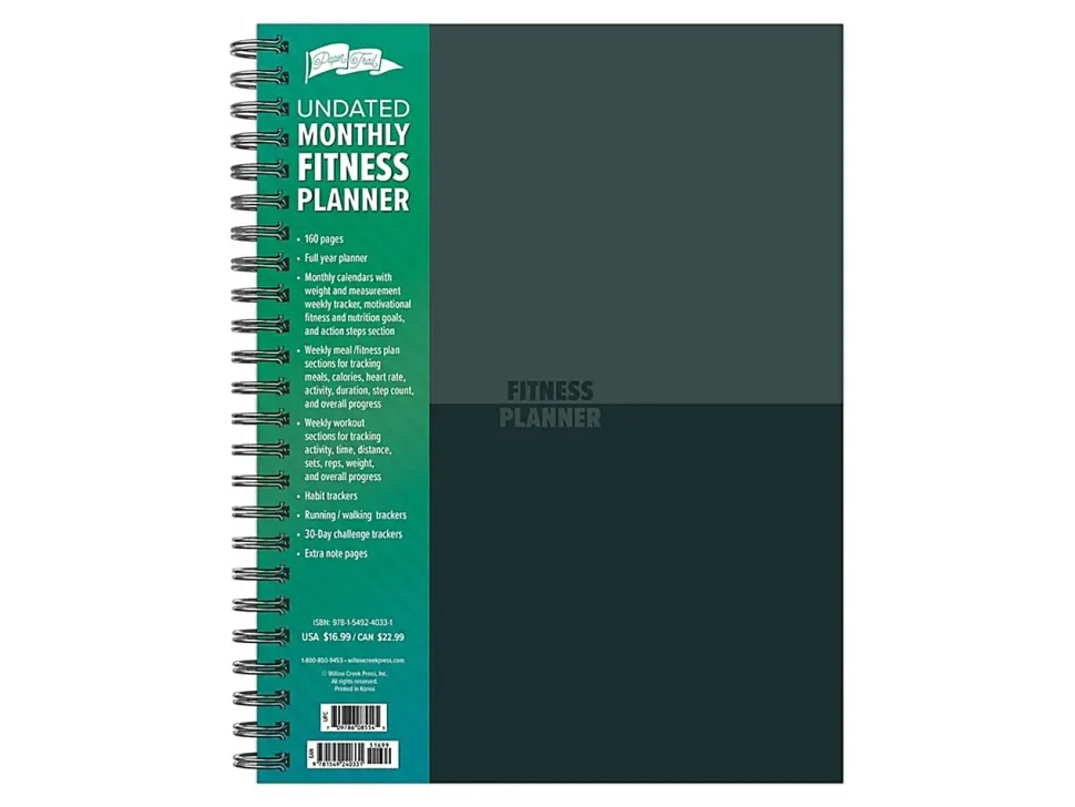 Willow Creek - Fitness planner - week/month to view - wire-bound - large - Letter A Size (8.5 in x 11 in) - 160 pages
