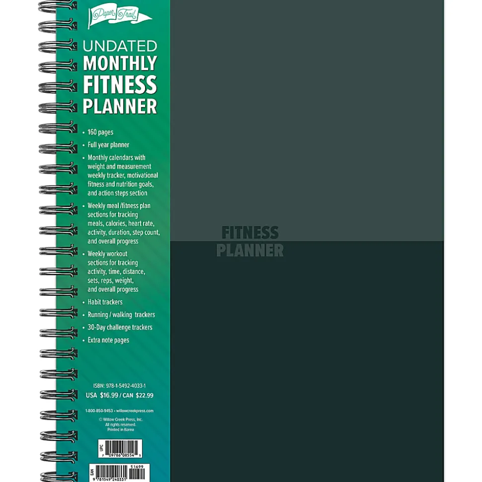 Willow Creek - Fitness planner - week/month to view - wire-bound - large - Letter A Size (8.5 in x 11 in) - 160 pages