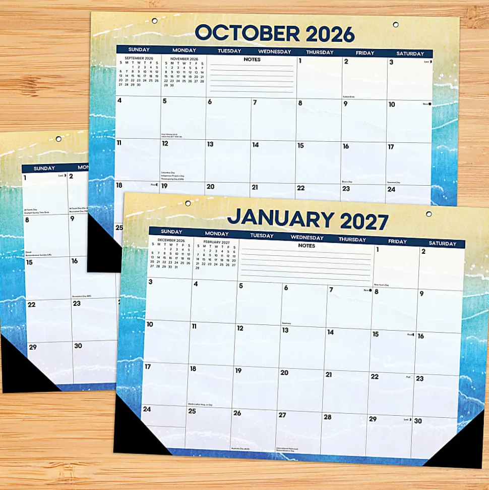 Willow Creek Press Academic Monthly Desk Pad Calendar, 17" x 12", Beaches, July 2026 - June 2027, Total Qty 1