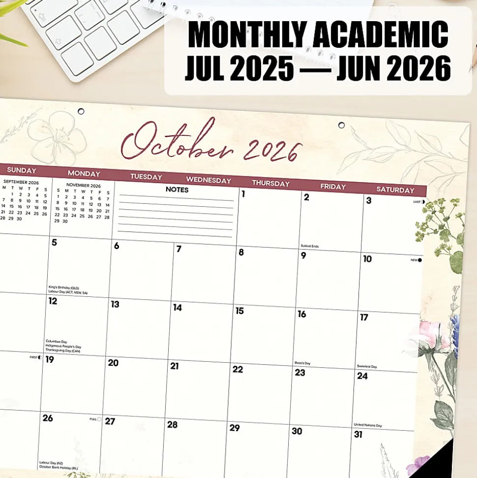 2026-2027 Willow Creek Press Academic Monthly Desk Pad Calendar, 17" x 22", Botanical Garden, July To June, Total Qty 1