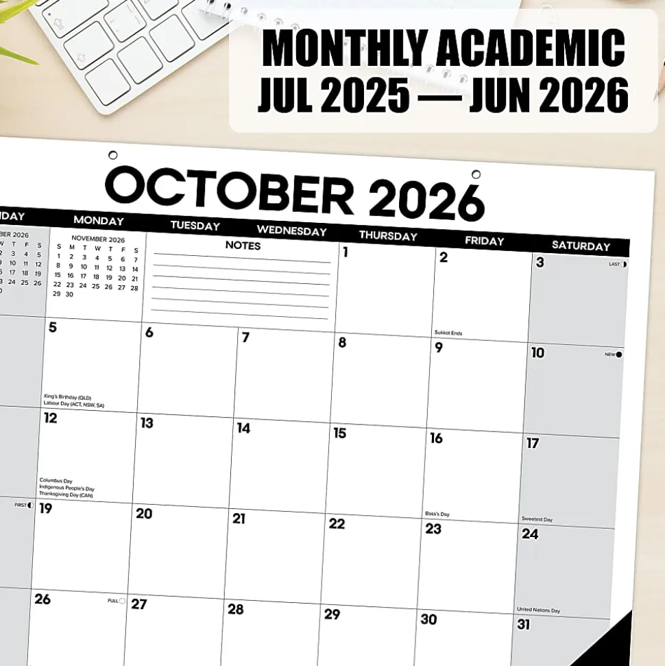 Willow Creek Press Academic Monthly Desk Pad Calendar, 17" x 22", Basic, July 2026 - June 2027, Total Qty 1