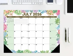 2026-2027 Willow Creek Press Academic Monthly Desk Pad Calendar, 17" x 22", Succulents, July To June, Total Qty 1