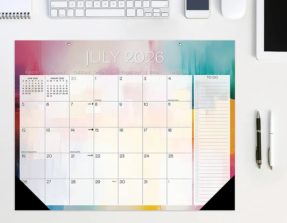 2026-2027 Willow Creek Press Academic Monthly Desk Pad Calendar, 17" x 22", Abstract Art, July To June, Total Qty 1