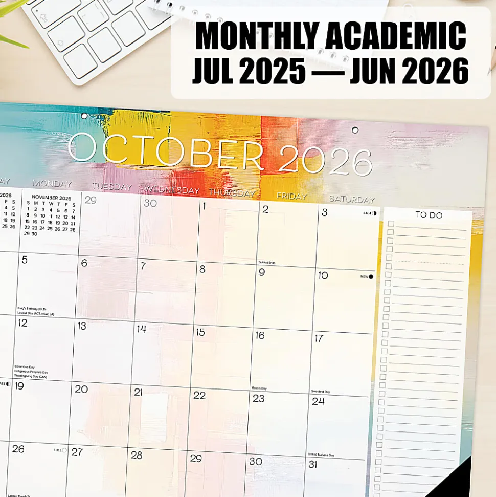 2026-2027 Willow Creek Press Academic Monthly Desk Pad Calendar, 17" x 22", Abstract Art, July To June, Total Qty 1