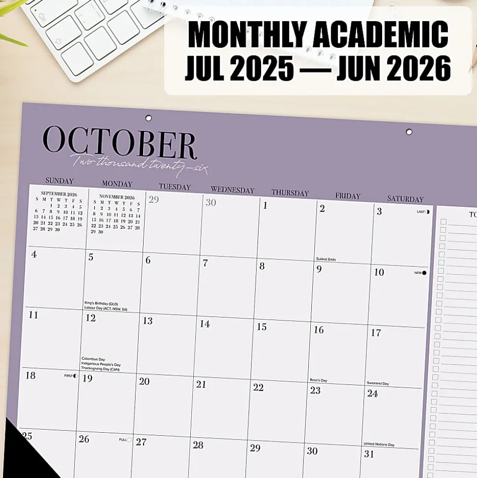 2026-2027 Willow Creek Press Academic Monthly Desk Pad Calendar, 17" x 22", Modern, July To June, Total Qty 1