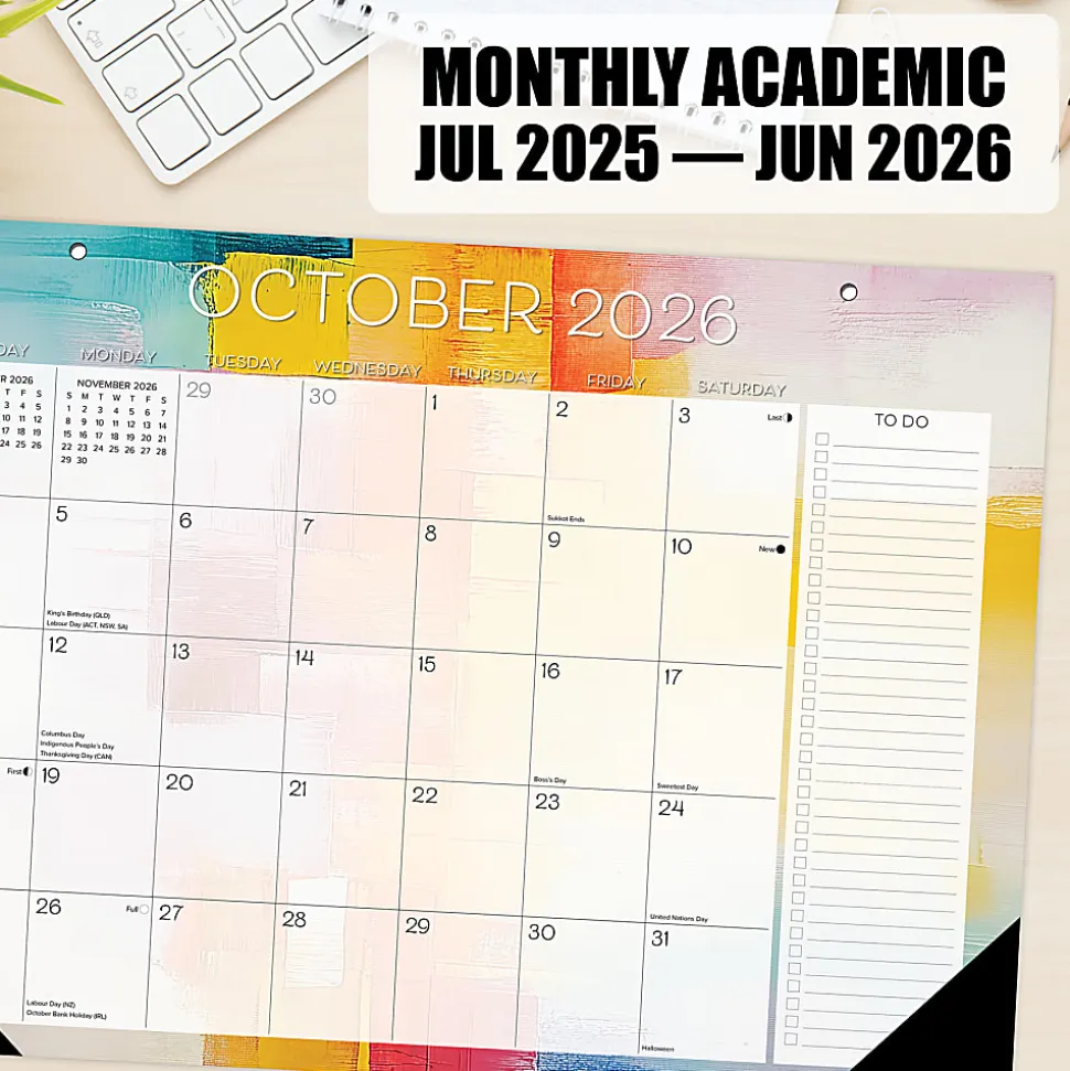 Willow Creek Press Academic Monthly Desk Pad Calendar, 17" x 12", Abstract Art, July 2026 - June 2027, Total Qty 1