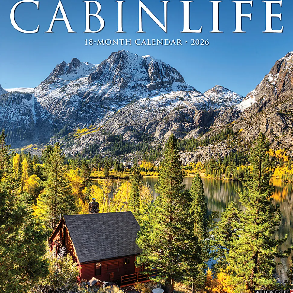 2026 Willow Creek Press Art & Design Monthly Wall Calendar, 12" x 12", CabinLife, January To December, 50460