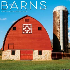 2026 Willow Creek Press Art & Design Monthly Wall Calendar, 12" x 12", Barns, January To December, 50057