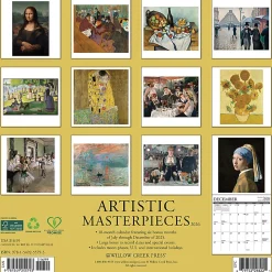2026 Willow Creek Press Humor & Comics Monthly Wall Calendar, 12" x 12", Artistic Masterpieces, January To December, 55793