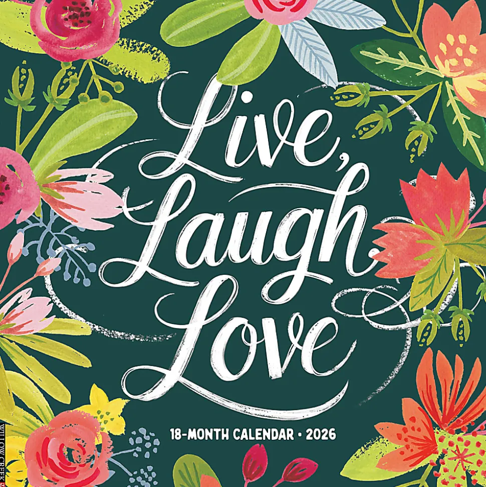 2026 Willow Creek Press Inspirational Monthly Wall Calendar, 12" x 12", Live, Laugh, Love, January To December, 51825