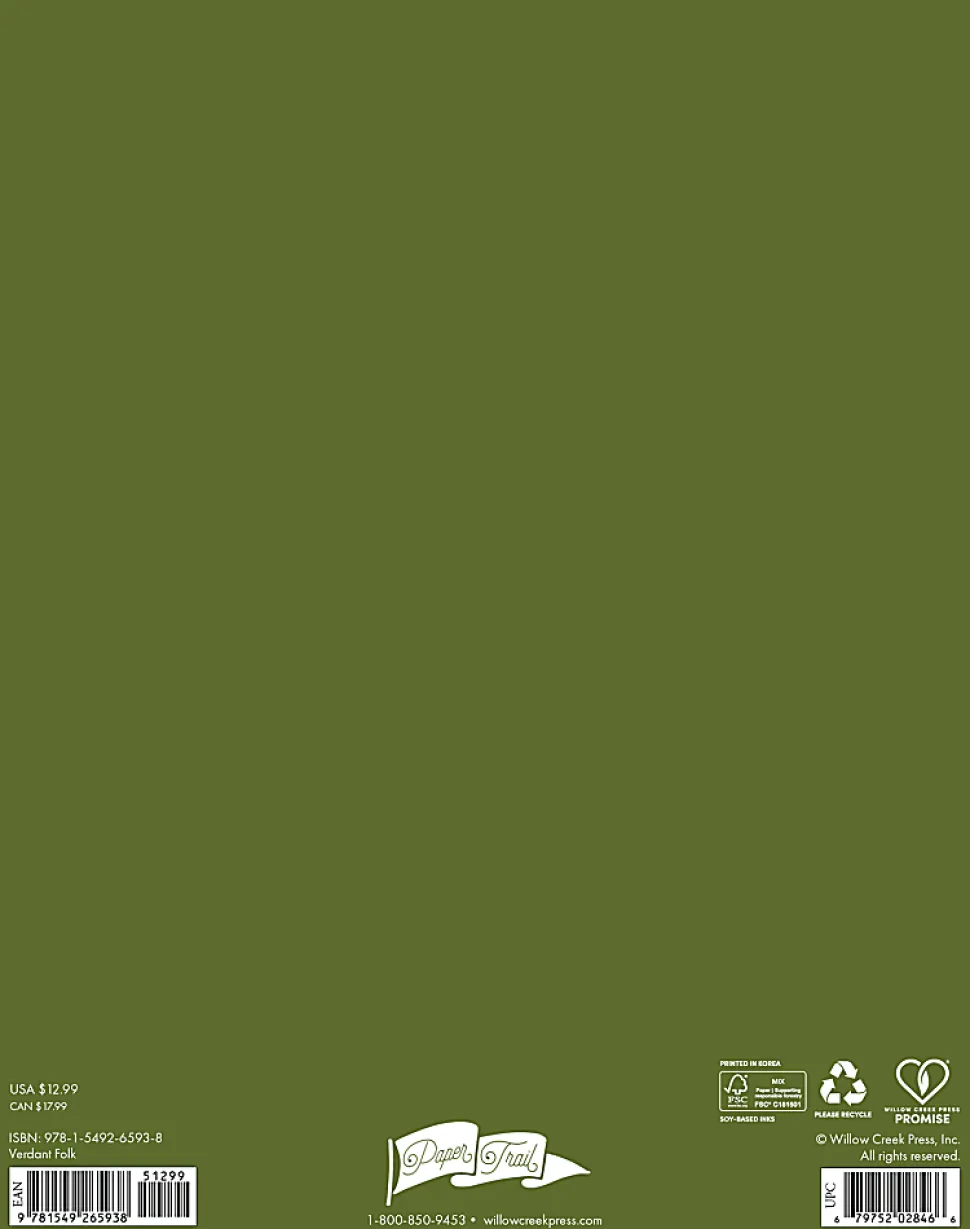 Willow Creek Press Monthly Academic Booklet Planner, 7-1/2" x 9-1/2", Verdant Folk, July 2026 - June 2027, Total Qty 1