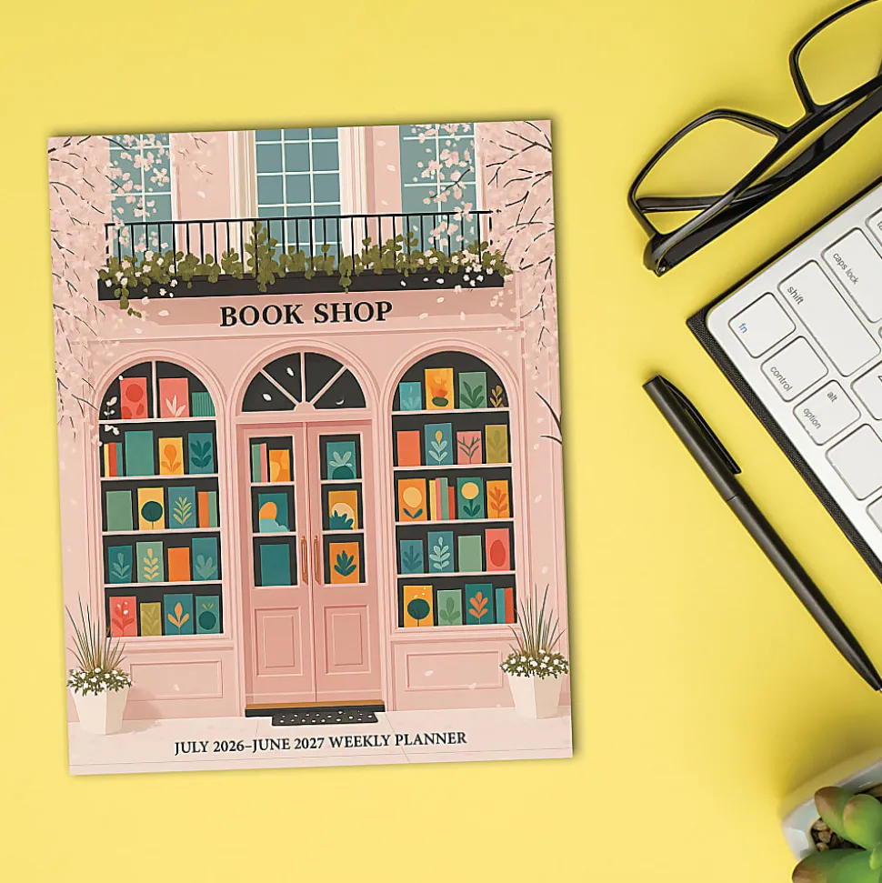 Willow Creek Press Monthly Academic Booklet Planner, 7-1/2" x 9-1/2", Bookshop of Dreams, July 2026 - June 2027, Total Qty 1
