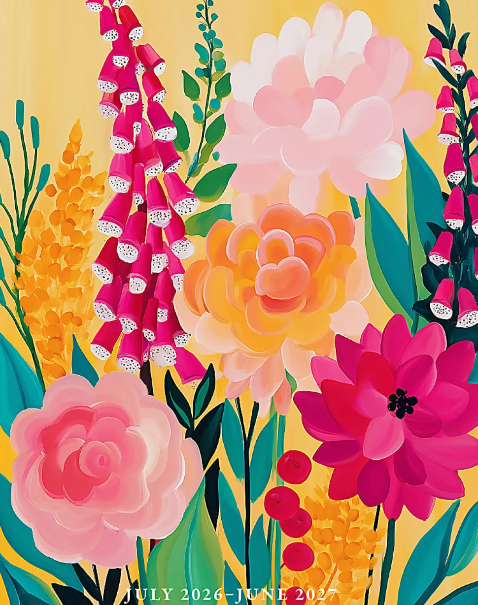 Willow Creek Press Monthly Academic Booklet Planner, 7-1/2" x 9-1/2", Wild Garden Glow, July 2026 - June 2027, Total Qty 1