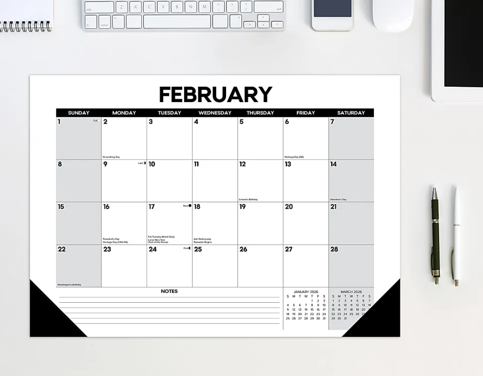 2026 Willow Creek Press Monthly Desk Pad Calendar, 12" x 17", Basic, January To December, 57063