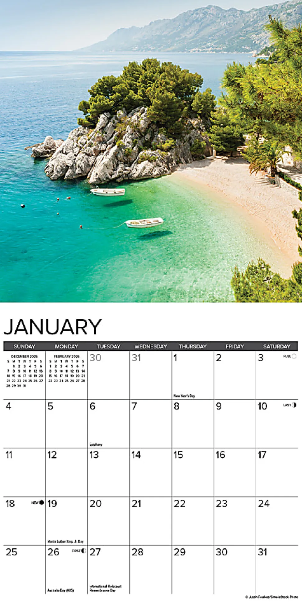 2026 Willow Creek Press Monthly Mini Calendar, 7" x 7", Beaches, January To December, O53461