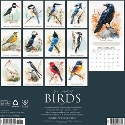 2026 Willow Creek Press Monthly Wall Calendar, 12" x 12", The Art of Birds, January To December, 56332