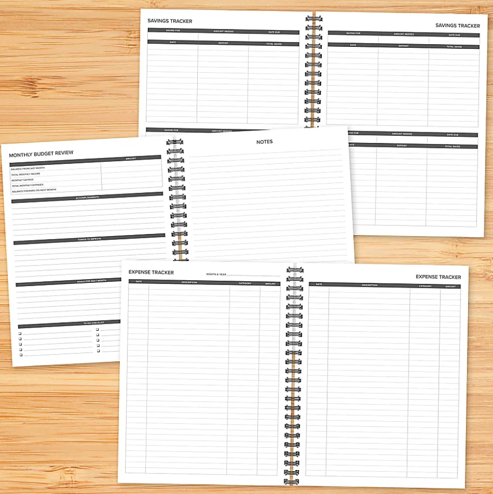 Willow Creek Press 12-Month Undated Budget/Finance Monthly Tracker Planner, 8-1/2" x 11", Black