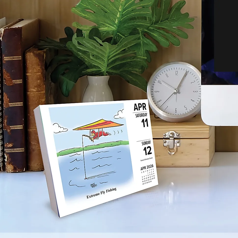 2026 Willow Creek Press Page-A-Day Daily Desk Calendar, 6-1/4" x 5-1/2", Fishing Cartoon-A-Day by Jonny Hawkins, January To December, 54161